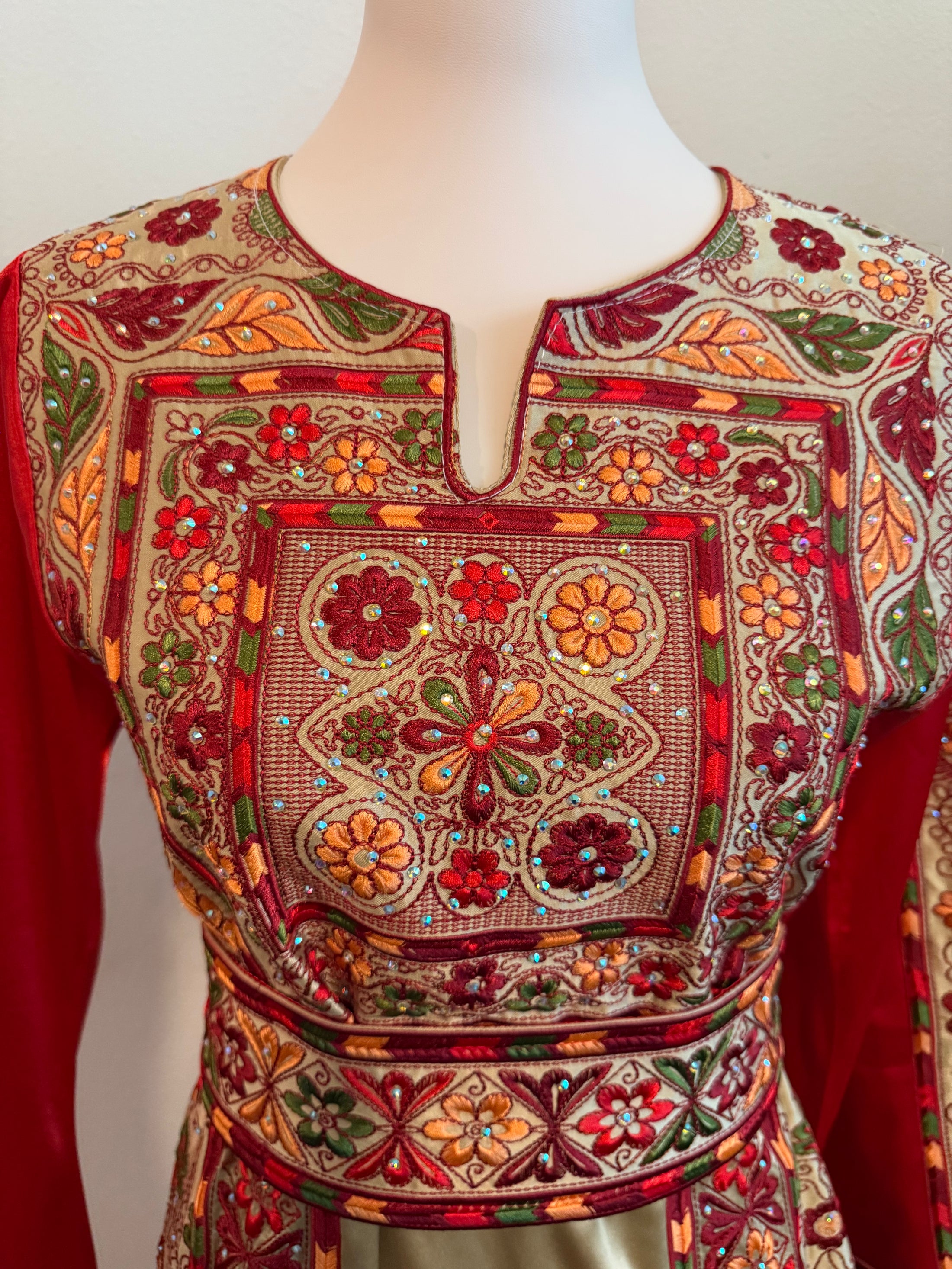 Red and Gold Full Satin Thobe