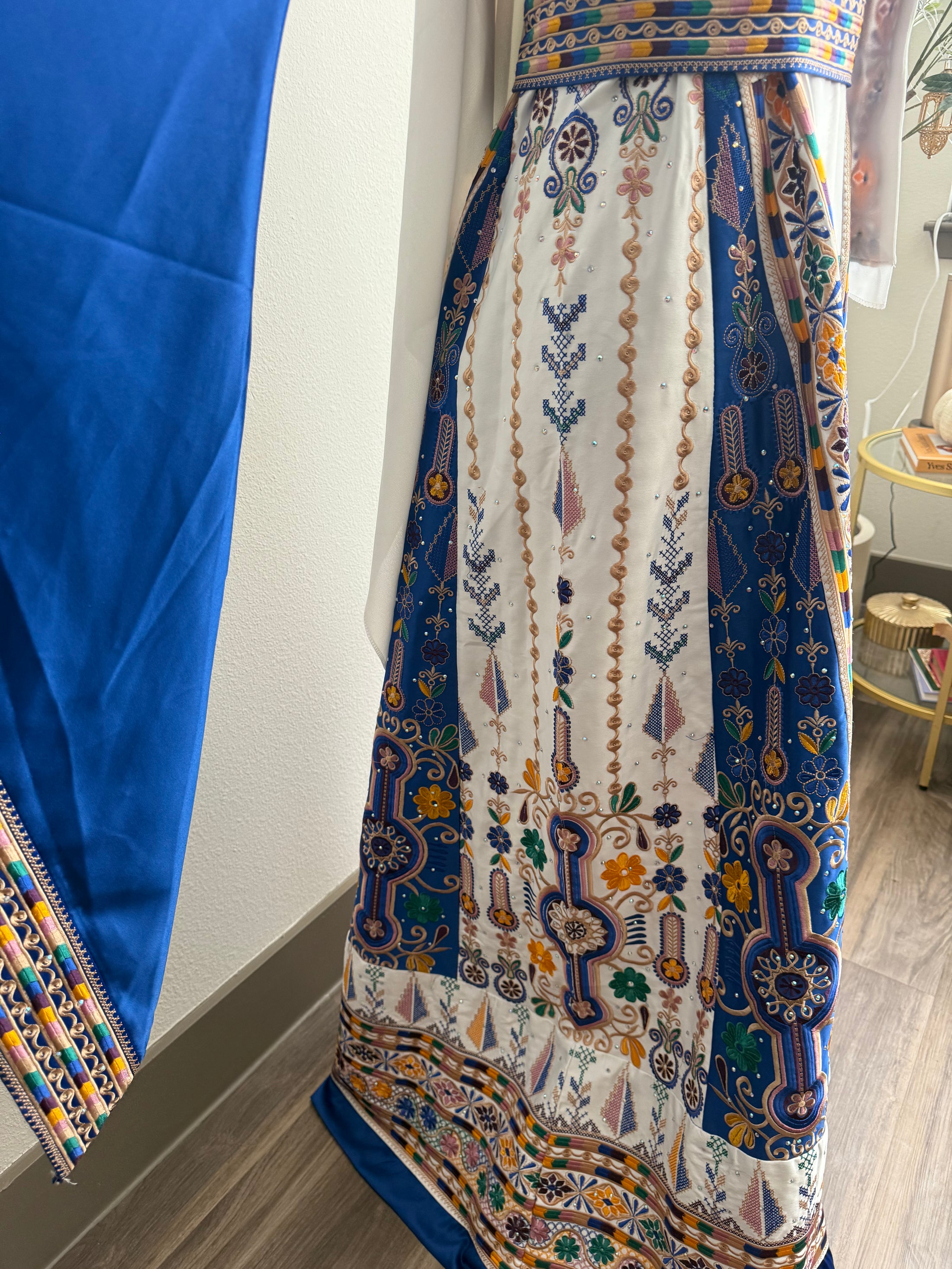 White and Blue Bridal Thobe