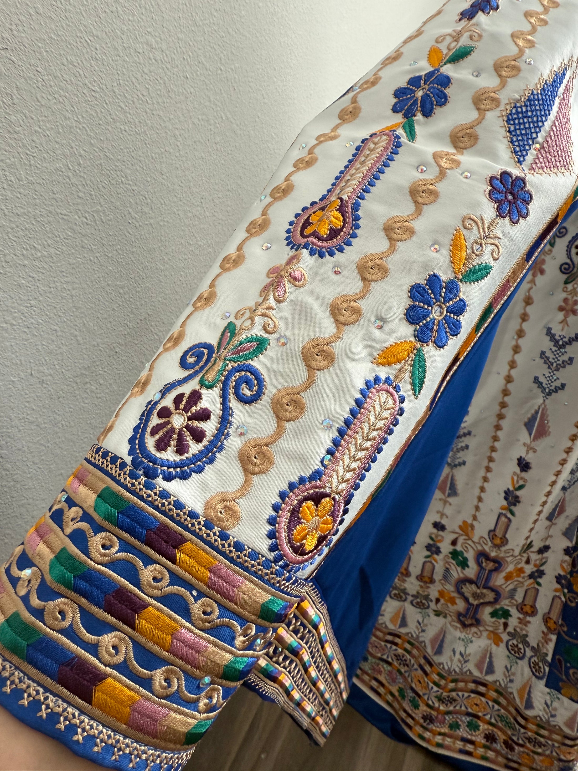 White and Blue Bridal Thobe